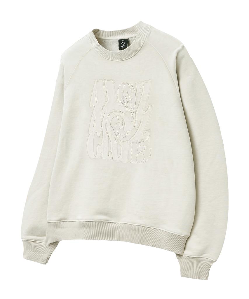MOZMOZ Chaos Patch Terry Fleece Pigment Oversized Sweatshirt Beige