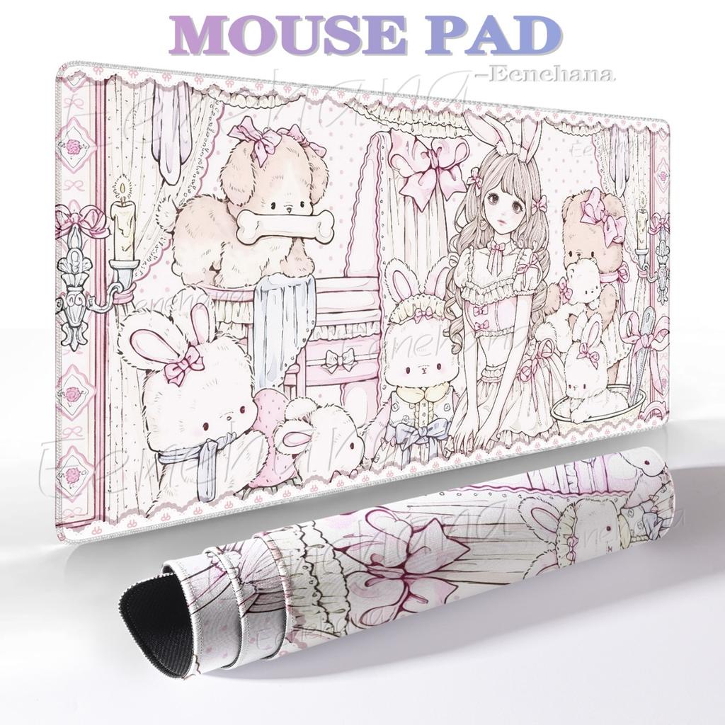 Pink Rococo Mouse Pad Loli Girl Large Gaming XXL Cute Bear Bunny Nonslip Laptop Keyboard PC Gamer Office Exquisite Decoration