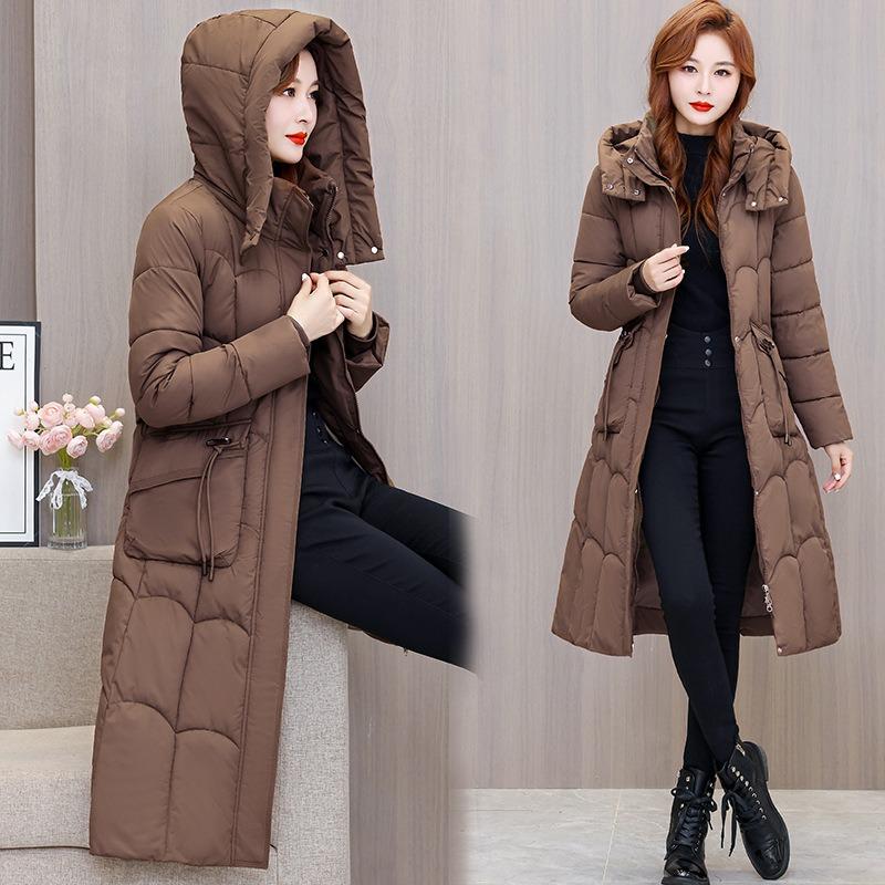 Medium Women's Down Padded Clothes Women's Over-Knee Long Large Size Slim Belt Padded Clothes Women's Large Size Padded Jacket