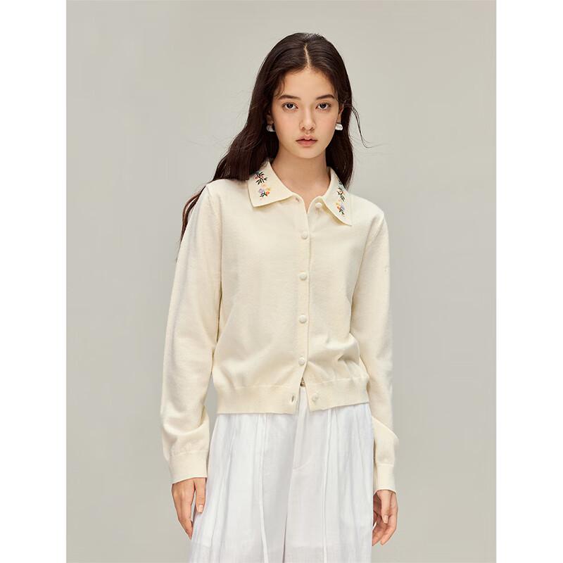 INMAN 3D Floral Embroidered Lapel Knitted Cardigan