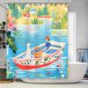 Colorful Illustration Shower Curtain For Bathroom Vibrant Watercolor Artwork With A Woman And A Dog On A Boat Waterproof Durable