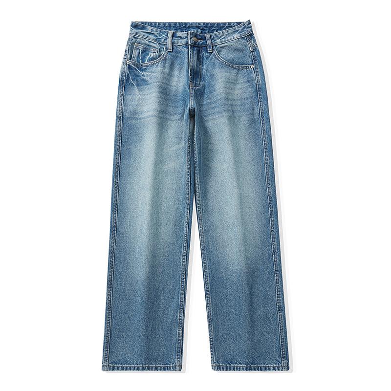 

Джинсы мужские белого цвета в стиле ретро, свободные и высококлассные брюки широкого кроя 4XL синий