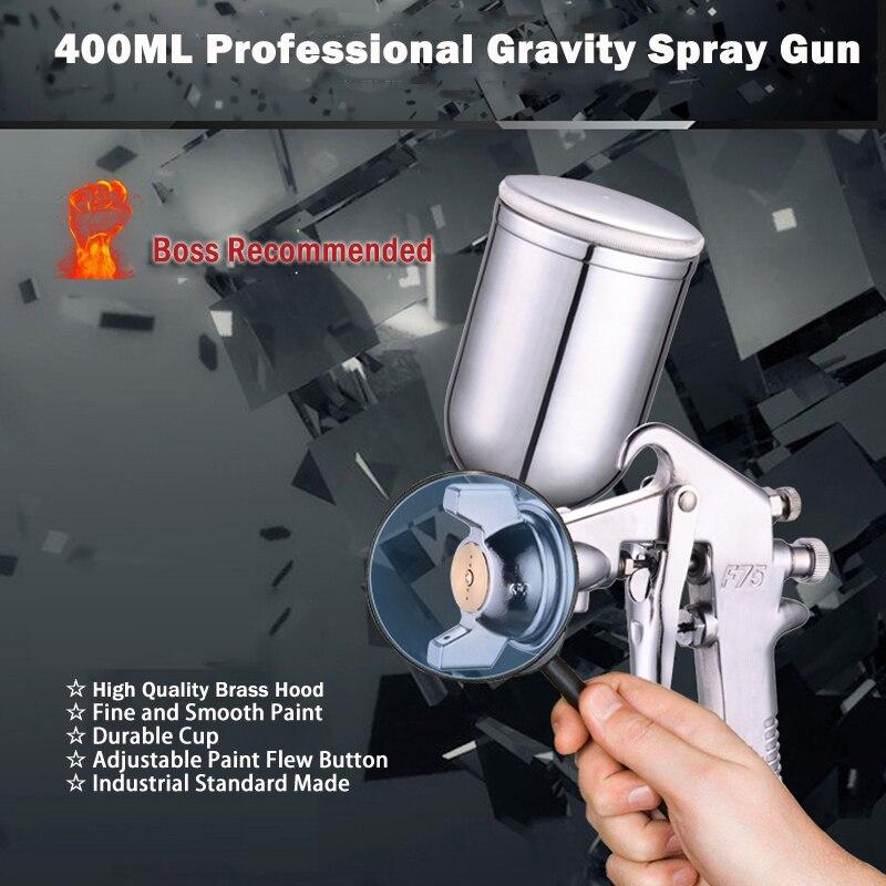 1PC F-75 Spray Gun 1.5mm Nozzle with Cup Silver Handle Adjustable Color Spray Gun for Automotive Furniture Parts Painting