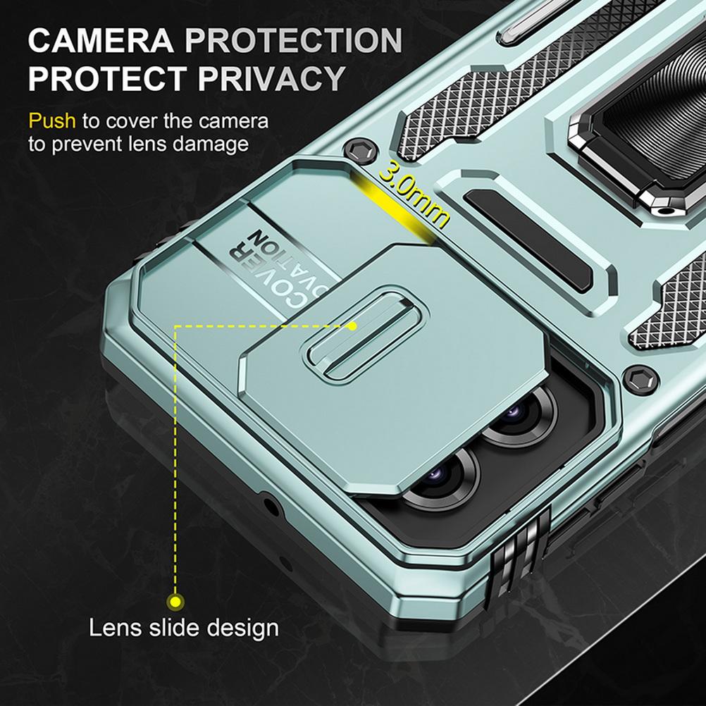Slid Camera protect case for Moto G55 G84 G54 G24 Power G14 G04 G04S G53 G23 G13 E14 E13 G32 Armor Metal Ring Holder Stand Cover