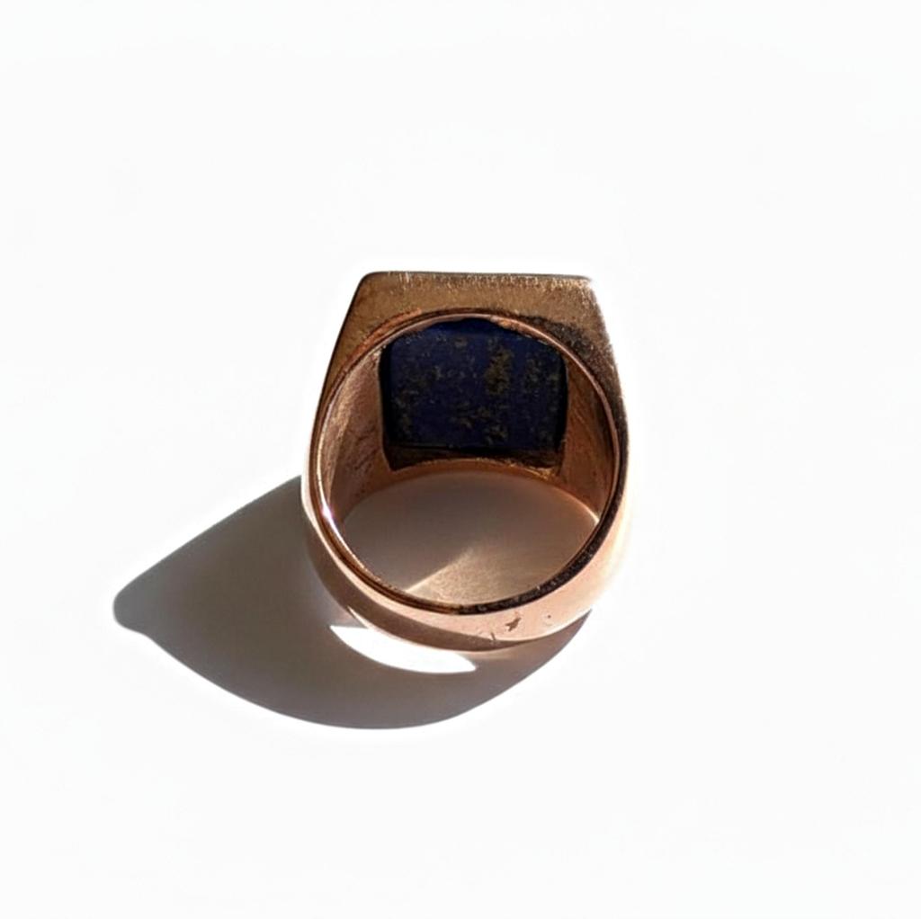 Blue Lapis Lazuli Signet Ring, 925 Solid Sterling Silver Ring, Pure Copper Ring, Handmade Jewelry, Gift for Him