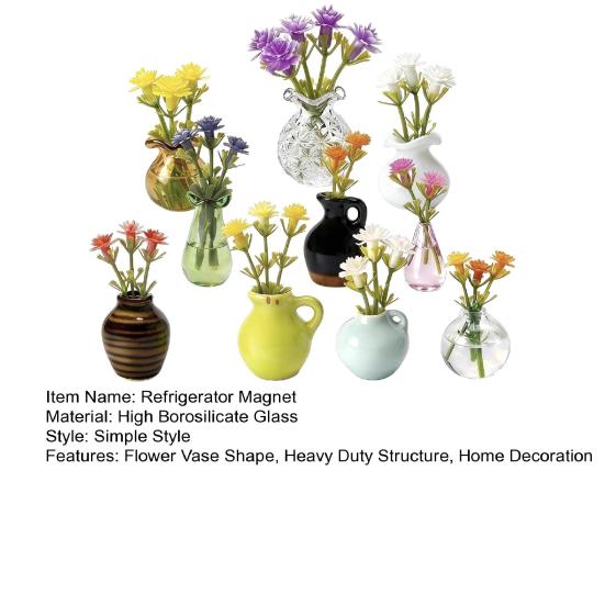 5/10Pcs Mini Glass Vase Refrigerator Magnet Home Office Kitchen Locker Fridge 3D Miniature Flower Vase Magnetic Decoration Ornament