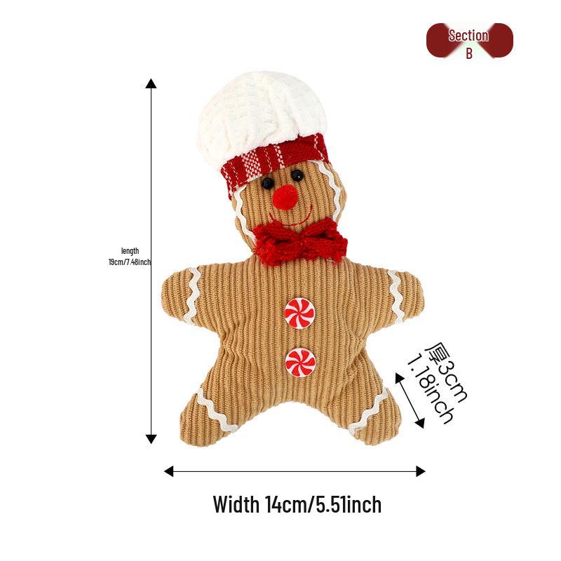 Gingerbread Man Plush Ornament for Christmas Tree Decoration