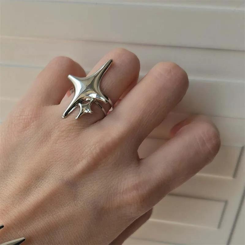 4pcs/set Punk Cross Star Hip Hop Ring Sets for Women Vintage Exaggerated Large Our Star Ring Finger Rings Y2K 2026  Gift