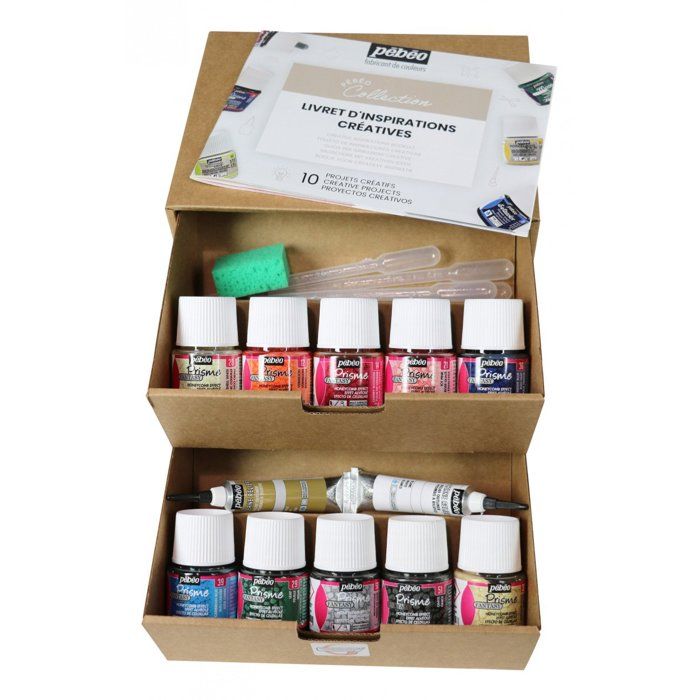 Coffret de peinture - PEBEO - Collection Pébéo - 10 pots de 45 ml - Livret d'inspiration - Accessoires inclus