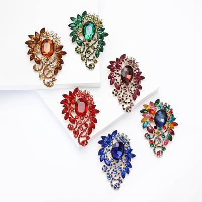 Moda Africana Aleación Diamante Completo Broche de Cristal Grande Pin de Adorno de Ramillete para Ropa de Mujer Versátil de Alta Gama