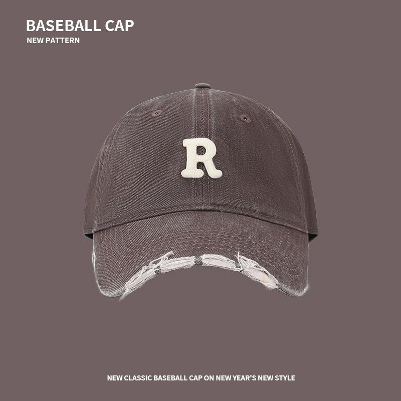 R Standard trendige Marke Retro zerrissene gewaschene Baseballkappe Vollgesichtsschutz Schirmmütze Paar vielseitige Sporthut