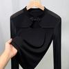 Women's Stand-up Collar Button-down Top New Modal Black Bottoming Shirt Long-sleeved T-shirt Women's