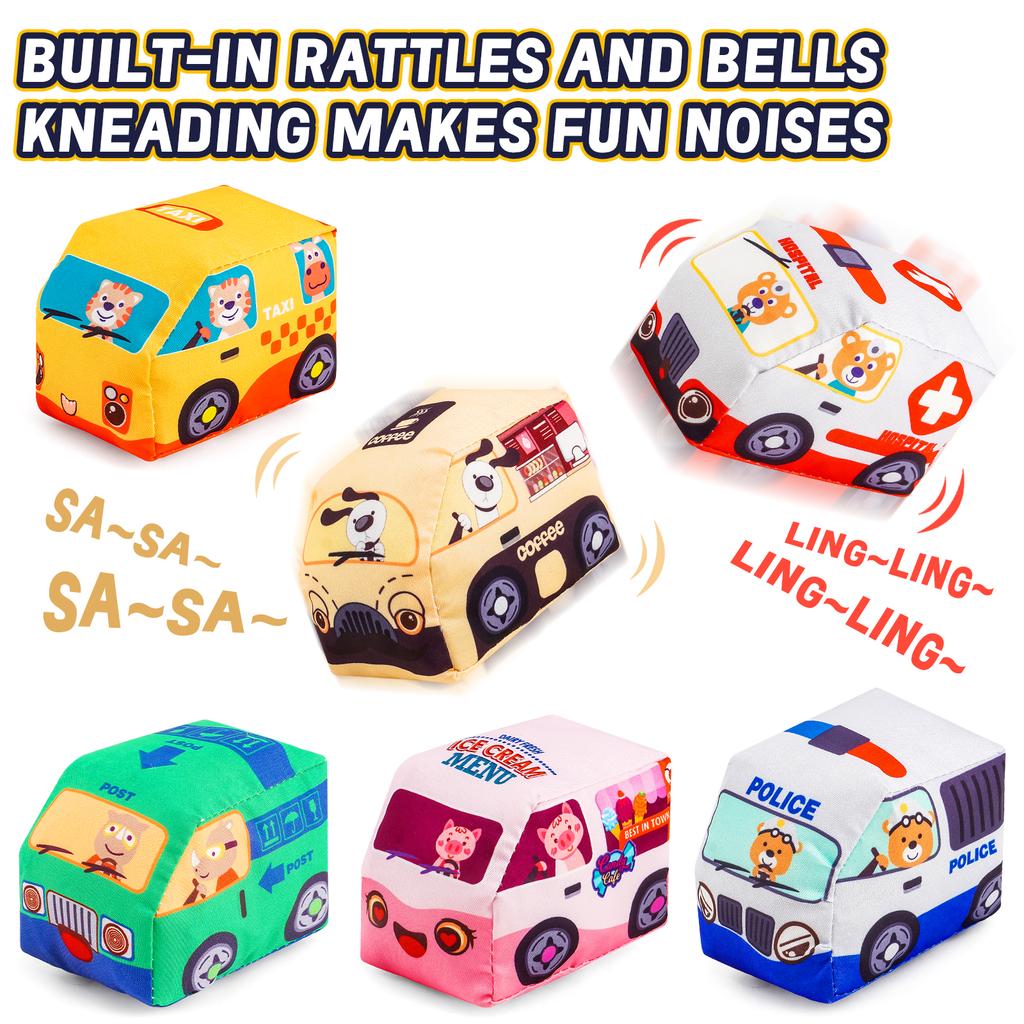 Baby Montessori Weiches Auto Spielzeug mit Karten Spielmatte und Aufbewahrungstasche