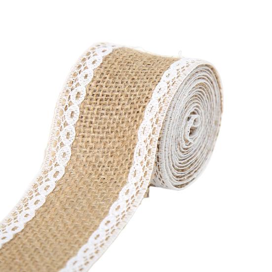 Handmade Retro Clear Texture Burlap Lace Roll Natural White Lace Jute Canvas Roll Home Supplies