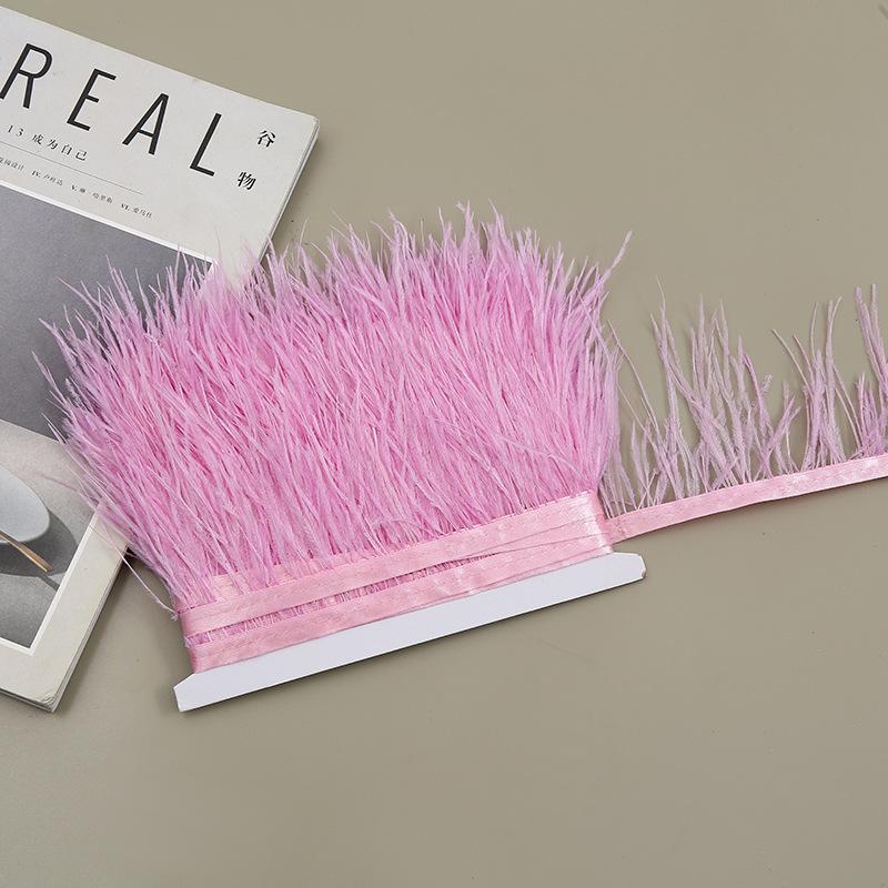 Color 8-10 Cm Ostrich Hair Cloth Edge Clothing Cuffs Hem Ostrich Feather Strips Cloth With Accessories Lace