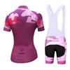 Quick Dry Short Sleeve Cycling Jersey White Bib Pants Bicycle Clothing Set Sport Jerseys Camouflage Pattern Women Cycling Clothes Suits
