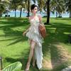 Smart Romantic Vacation Fairy Long Dress Three-dimensional Cut Irregular Layering Ruffle Edge Sexy Suspender Dress