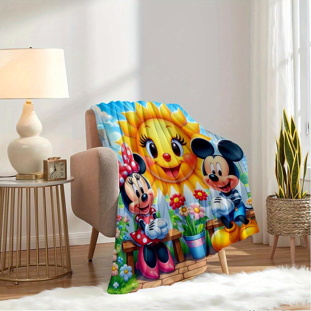 1pc Flannel Cartoon Mickey and Minnie Sun Pattern Bed Small Throw Blanket, Suitable for Sofa Blanket,
