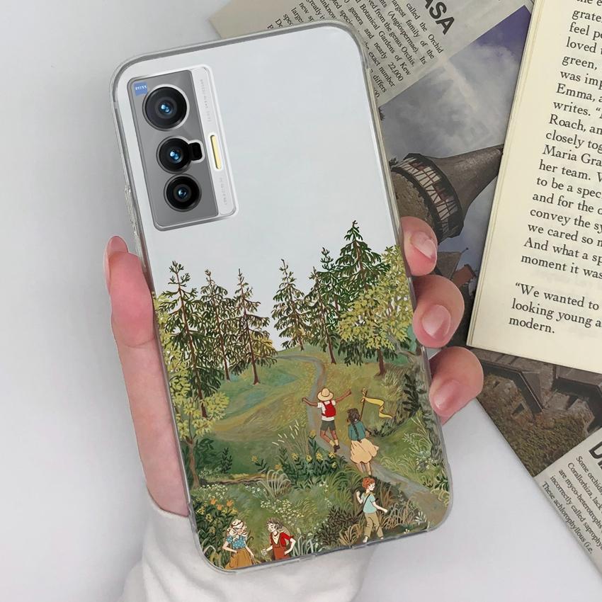 For Vivo X200S X27 X60 X80 X70 Pro Plus X21 Phone Covers Beautiful Forest Patterns Ultra Thin Transparent TPU Anti Fall Protective Shell For Vivo Case