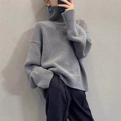 Autumn and Winter New Turtleneck Loose and Versatile Knitted Pullover Sweater Lazy Style Bottoming Shirt Outer Wear