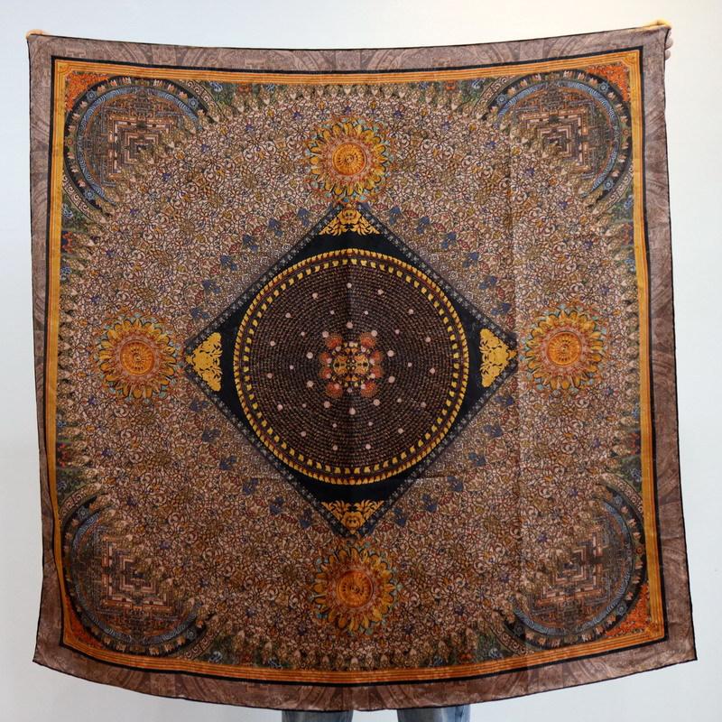 Classical Charm Thangka Heavy Fragrant Cloud Yarn Silk Jacquard Scarf Women s Spring and Autumn 110 Square Scarves Mulberry Silk Scarf 108*108CM
