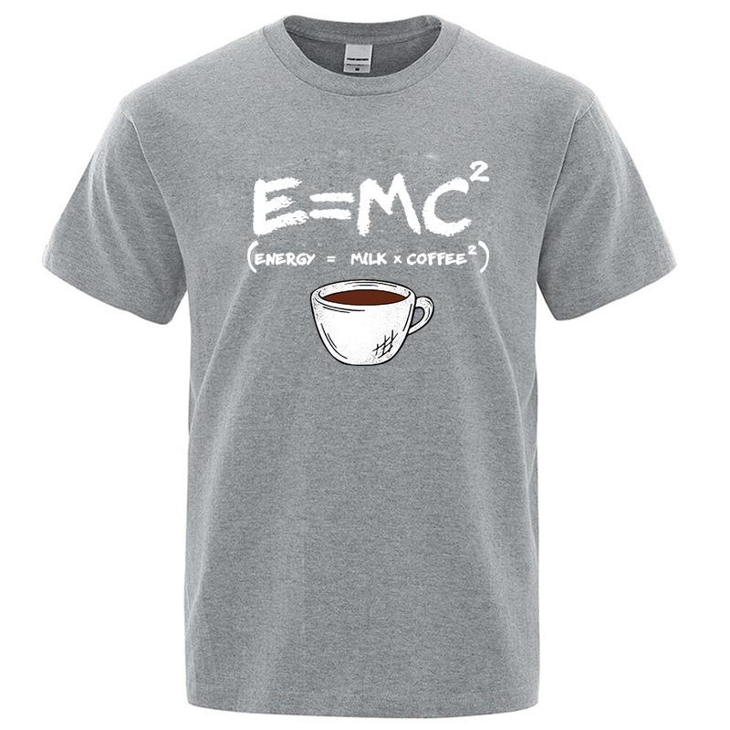 Summer Men's T-shirt 100% Cotton Casual Funny Energy=Milk+Coffee Print Men Cool Loose O-neck Tops For Men Short Sleeve Male Tees