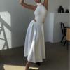 Pół spódnica, nowy letni styl elegancki wysoki stan satyna kolor, długa spódnica