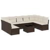 Vidaxl 10-Cz. Conjunto de Móveis de Jardim com Almofadas, Polirattan Castanho