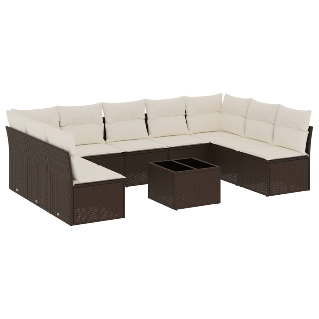 Vidaxl 10-Cz. Conjunto de Móveis de Jardim com Almofadas, Polirattan Castanho