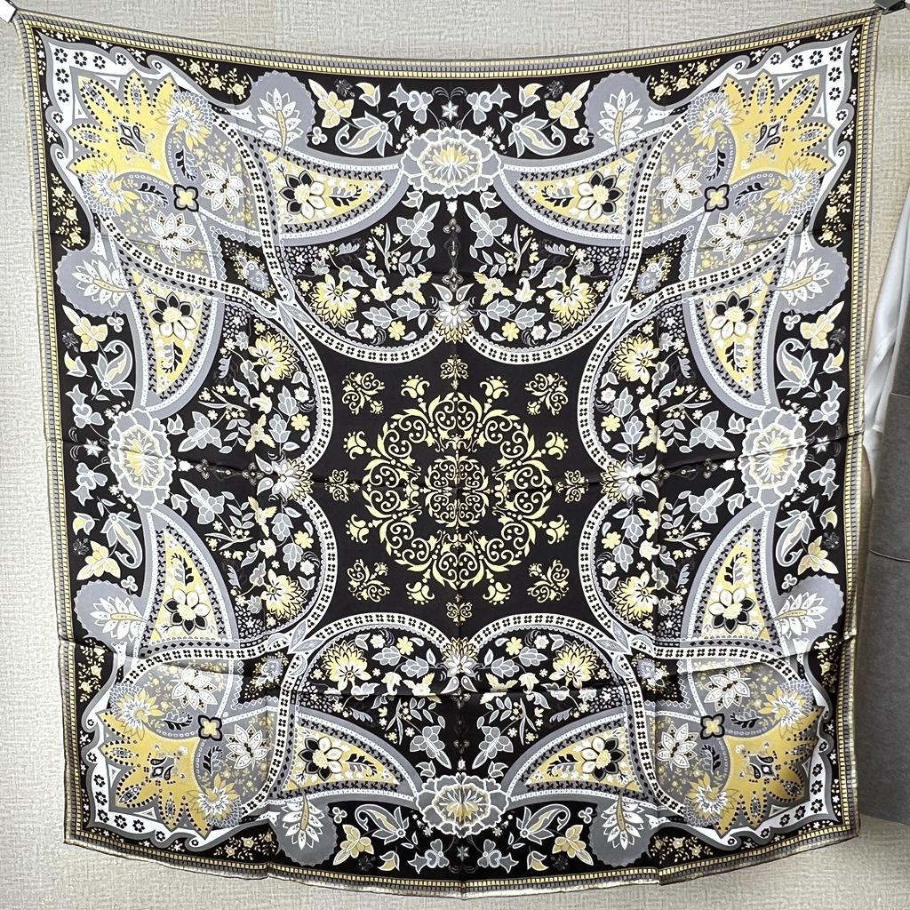 Waist Drum Flower Beautiful Mulberry Silk 110 Square Scarf Handmade Hemmed Silk Scarf Shawl