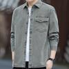2026 Spring Autumn Men Cotton Cargo Shirts Men Casual Soild Color Shirts Male Long Sleeve Shirt Fashion Slim Fit Shirt