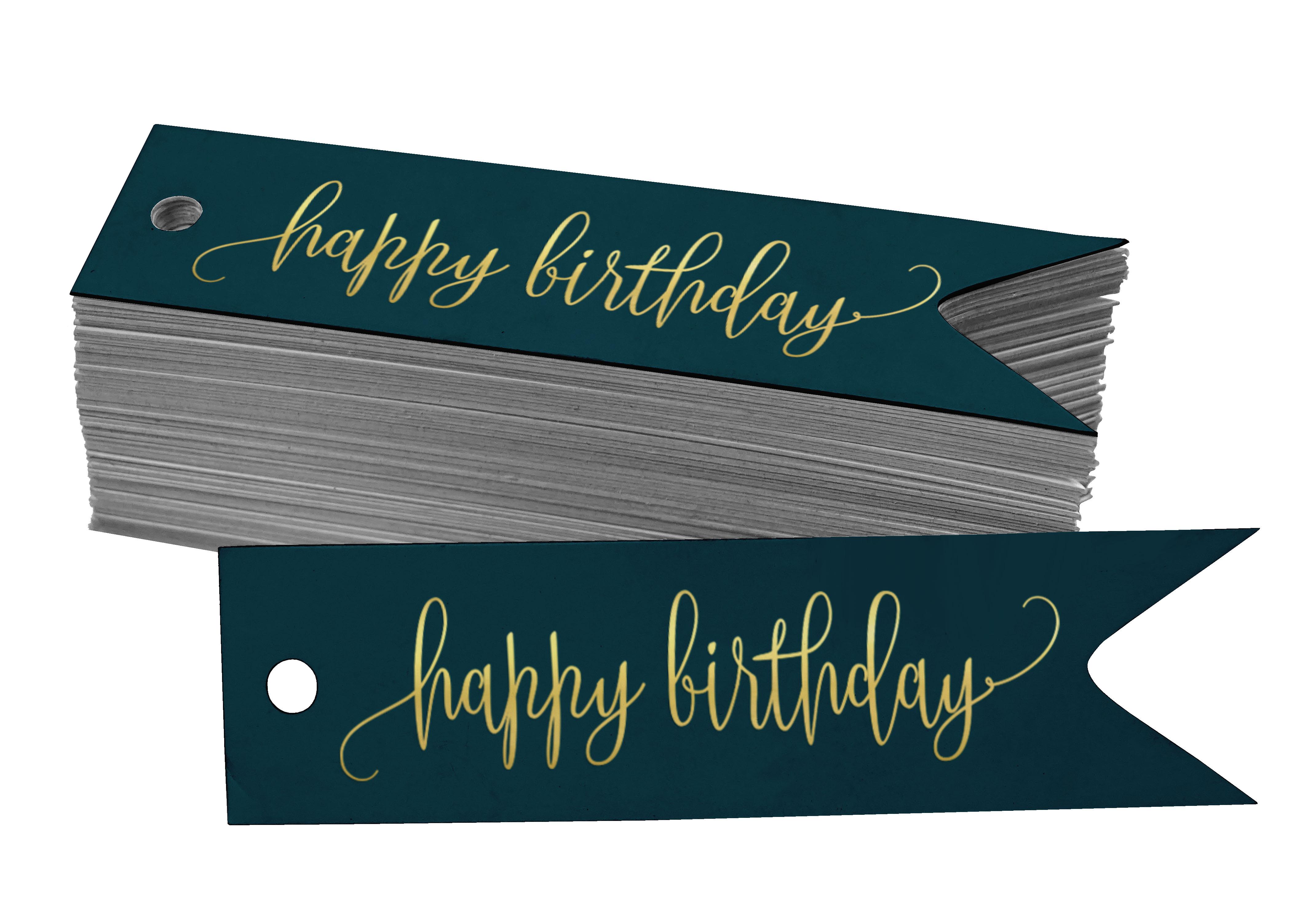 

Inkdotpot Упаковка зі 100 справжніх золотих паперових бірок із днем ​​народження 50 Gold Foil Tags синій