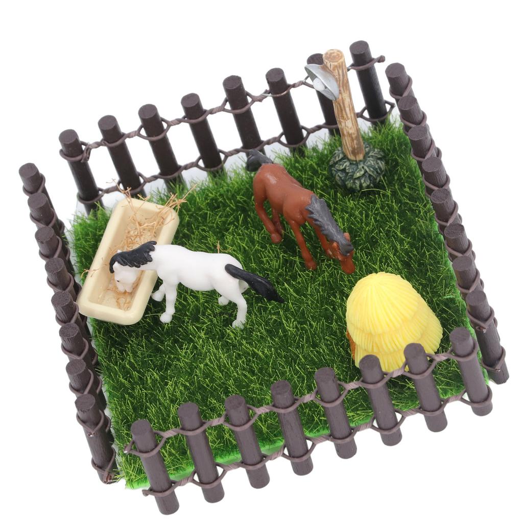 1 : Model Stajni dla Koni Ogrodzenie Skala 12 Model Zagrody Miniaturowej Model Toru Wyścigowego Dekoracyjny Zabawki Małej Stajni dla Koni