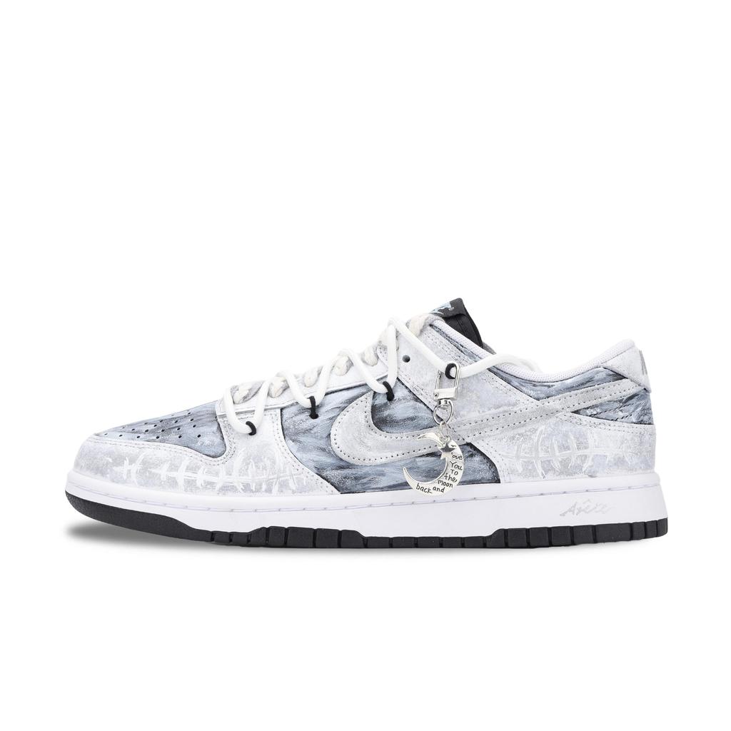 Nike Dunk Flooded By The Moon, Cretaceous Abrasion Resistant Low top Skateboard Shoes Unisex Light Gray IB4620-141(Team445-)
