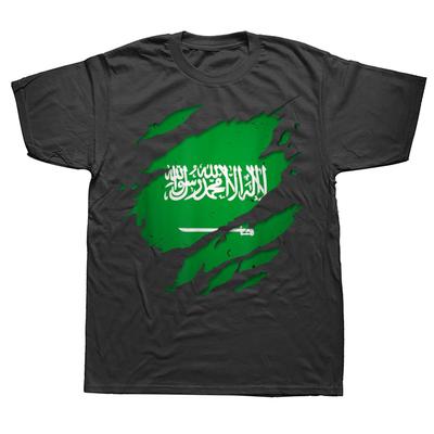 Lustiges Stolzes Saudi-Arabisches T-Shirt Saudi-Arabien Flaggen-T-Shirt Oberteile Rundhals Kurzarm Mode T-Shirt Kleidung Freizeit-T-Shirts