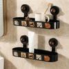 Plastic Suction Cup Storage Rack Punch Free Large Capacity Bathroom Shelves Wall Mounted Space Saving Wall Hanging Storage Rack