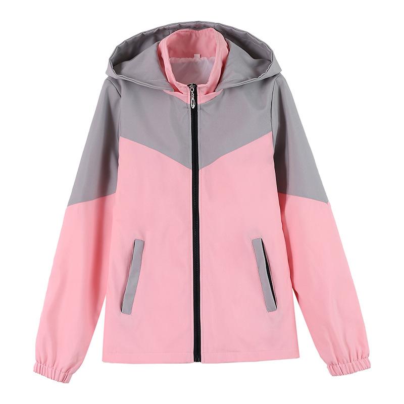 

Повседневная контрастная куртка со съемным капюшоном, женская весна и осень, большой свободный кардиган с карманом на молнии, пальто