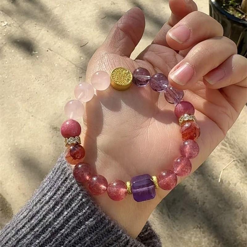 

Natural Crystal Multi-Gemstone Five Elements Bracelet - Gold, Wood, Water, Fire, Earth Balance - Innovative and Popular Cultural Creation Bracelet Happy New Year-Five-Way G