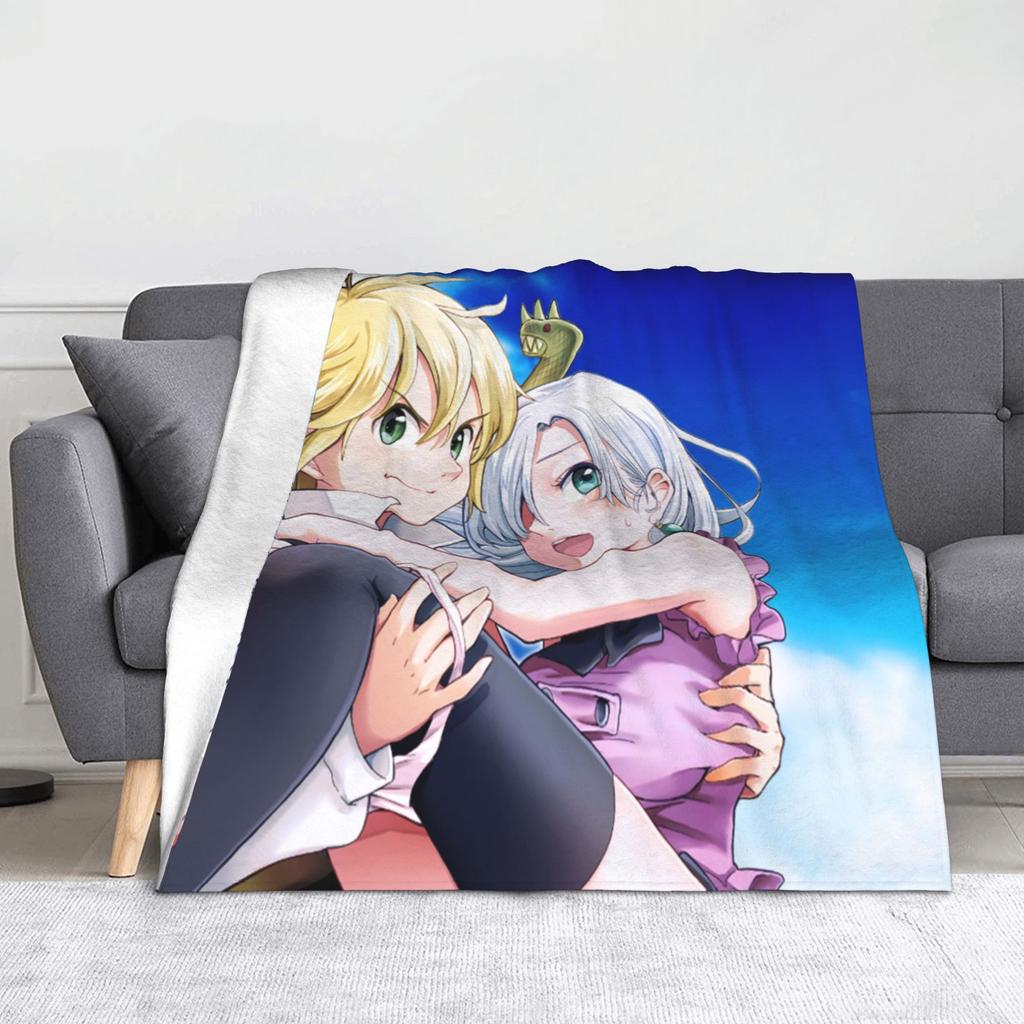 Sevendeadlysinse Meliodas Knitted Blanket Fleece Nanatsu no Taizai Ultra-Soft Throw Blankets for Outdoor Travel Bedroom Quilt