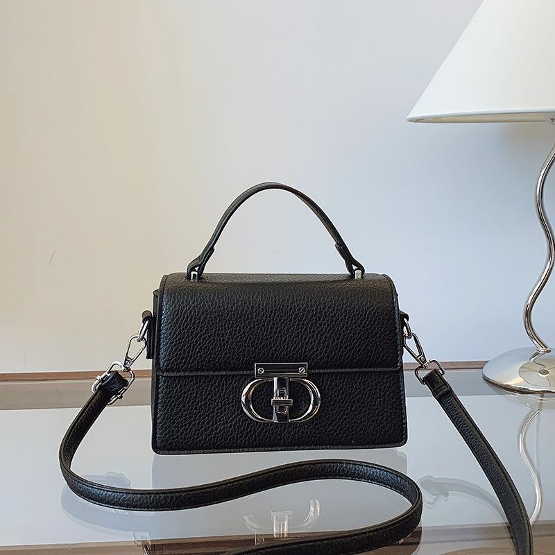 New Lychee Pattern Lock Bag Portable Shoulder Messenger Women's Bag