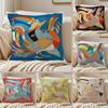 Luxury Colorful Toucan Cushion Cover Silky Short Plush Sofa Pillow Cover Hidden Zipper Soft Dustproof Case for Home Decor