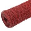 VidaXL Steel Mesh PVC Coating 25x1 M Hexagonal Red Garden Fence 143305