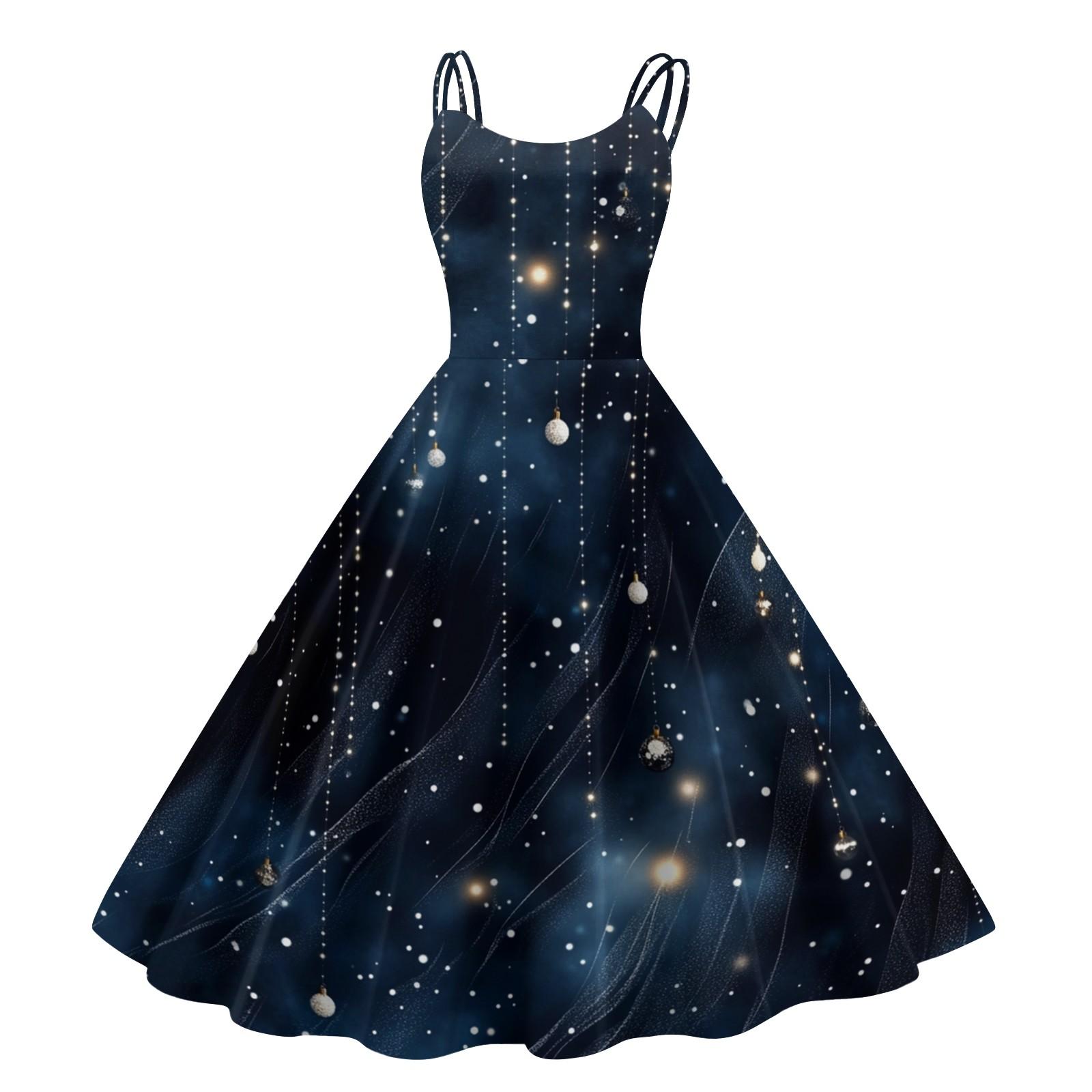 

Женское рождественское платье со снежинками и сексуальным облегающим принтом с открытыми плечами в стиле панк-ретро S тёмно-синий