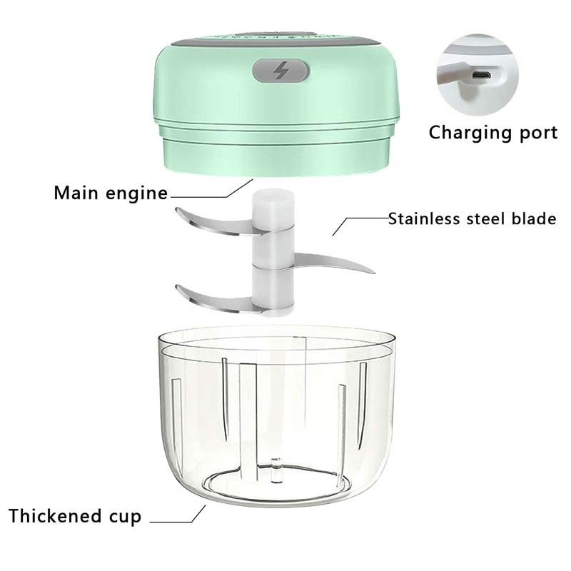 Electric Food Chopper Garlic Crusher Meat Grinder Mini Garlic Press Vegetable Chopper Masher Machine USB Kitchen Gadgets 100ml