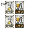 Decorative Metal Plaque The Freedom's Day Off Vintage Signs Retro Statue of Freedom Coffee Beer Detailed Design Humor Sign Distressed Patriotic