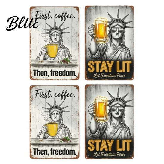 Decorative Metal Plaque The Freedom's Day Off Vintage Signs Retro Statue of Freedom Coffee Beer Detailed Design Humor Sign Distressed Patriotic