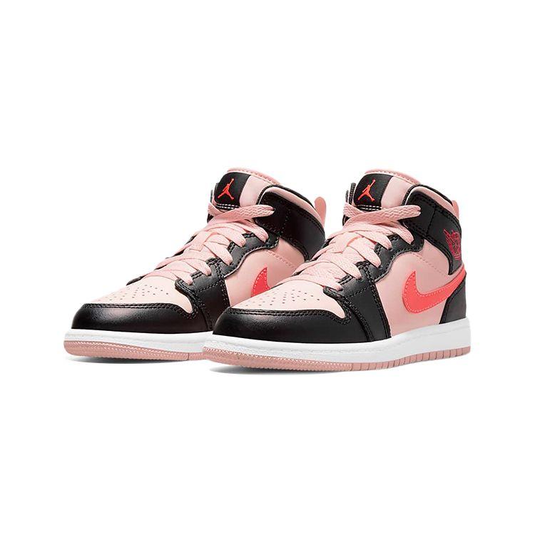 Air Jordan 1 Mid PS Black Pink Crimson Kids Sneakers Atmosphere Infrared-23 640734-604