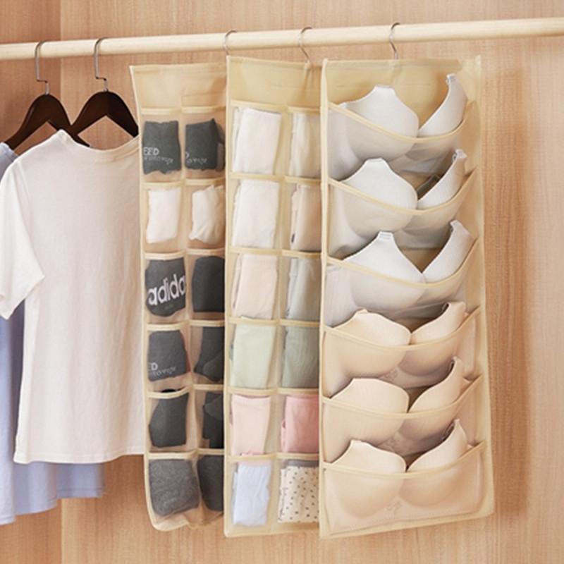 15/24/30/36 Pockets Double 2 Side Hanging Bag Bra Underwear Storage Organiser Tidy Hanger