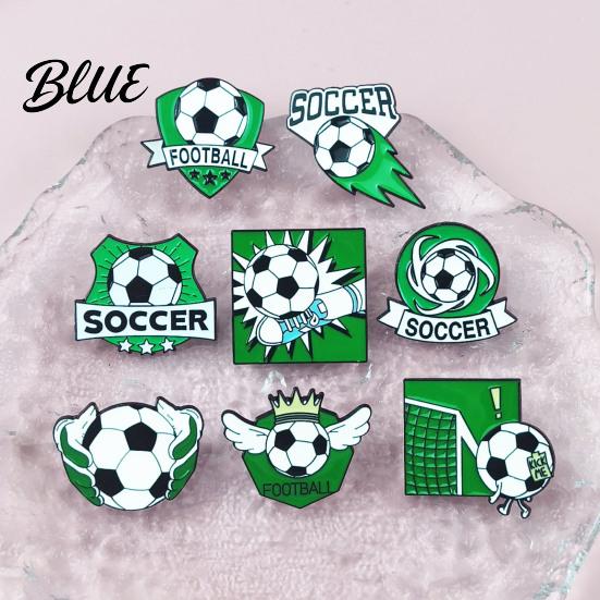 Denim Jacket Pin Enamel Brooch Zinc Alloy Texture Football Shape
