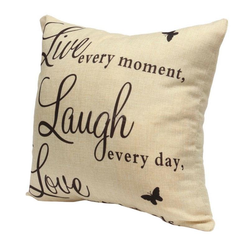 Nieuwe Live Laugh Love Quotes Kussenhoes Woondecoratie Katoenen Linnen Kussensloop